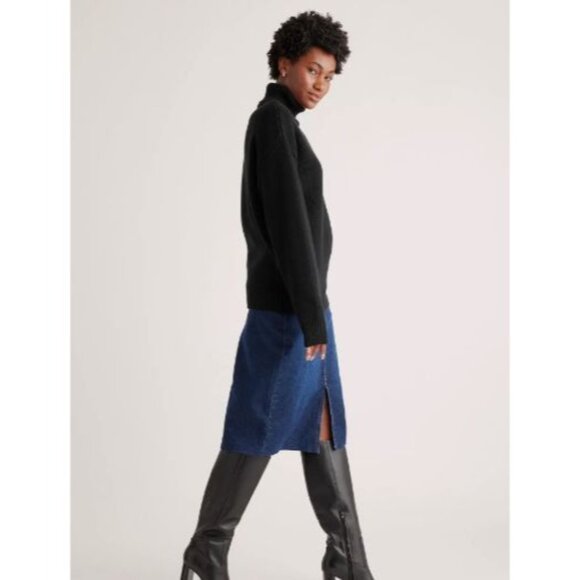 Quince 100% Organic Cotton Turtleneck Sweater Black Small - Picture 2 of 5